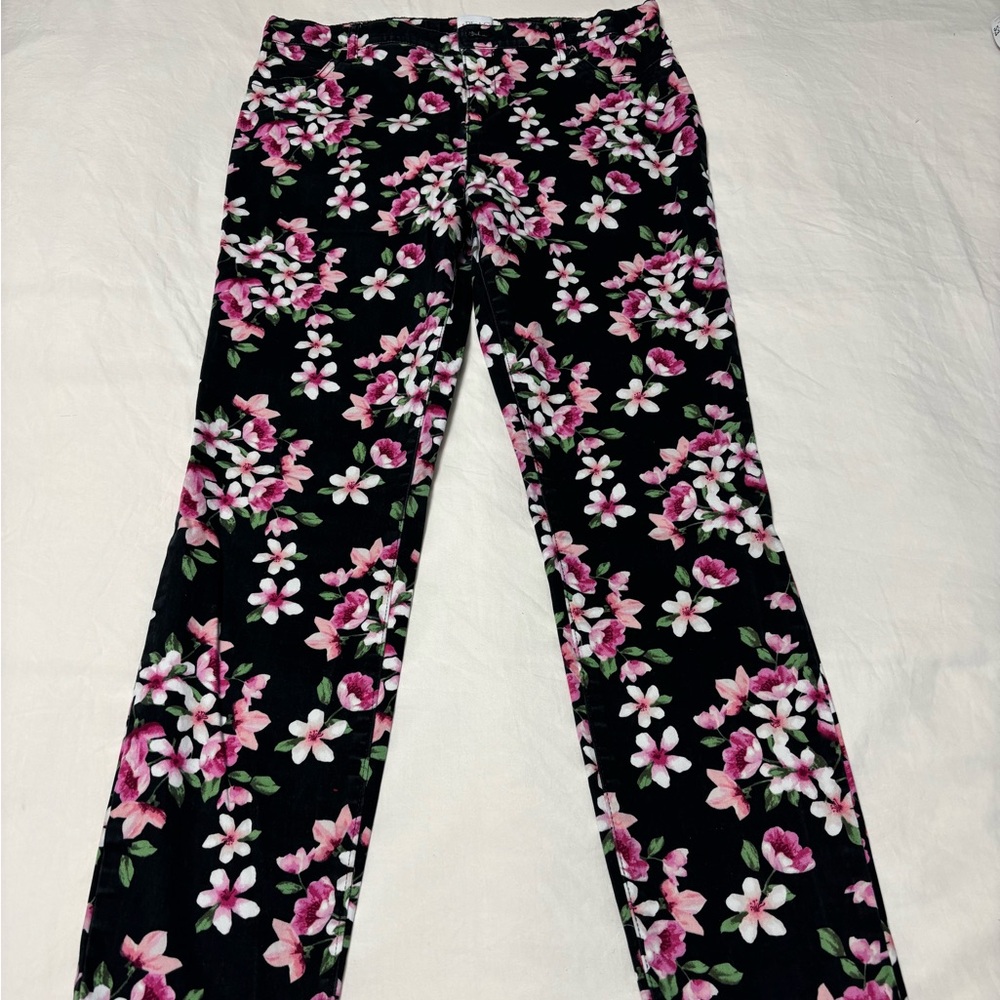Place Black and Pink Floral Jeans
